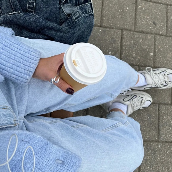 NEW 925 Sterling Silver Ring Set Resizable Abstract Minimalist - Picture 7 of 13